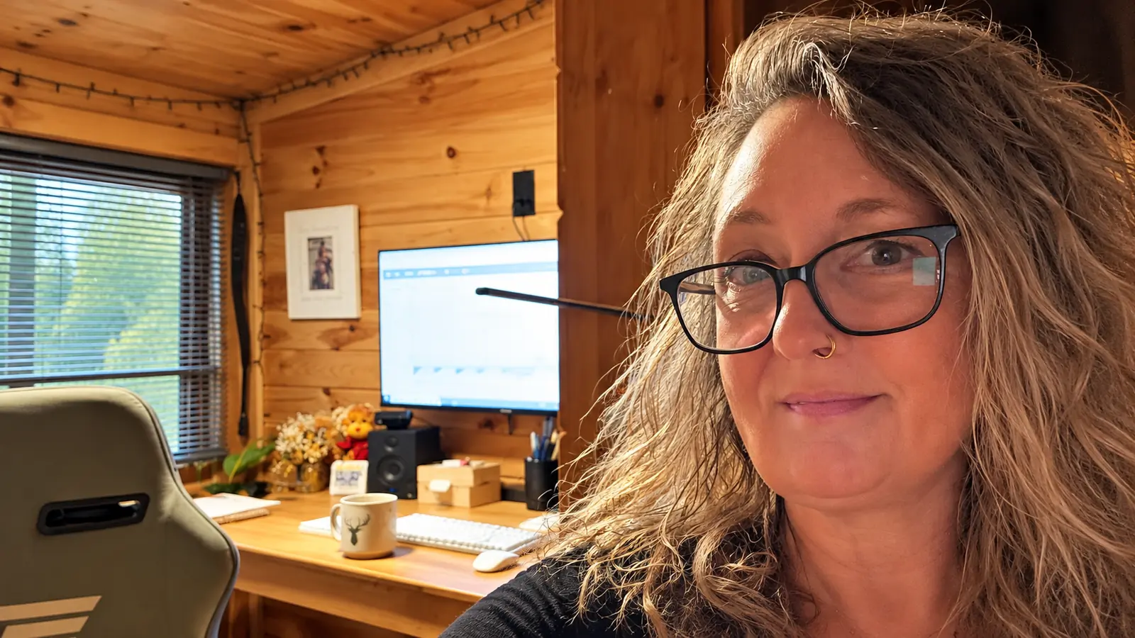 Heather Holt inside Holt Hill Studios, where Change Happened, Then What? is recorded and produced.
